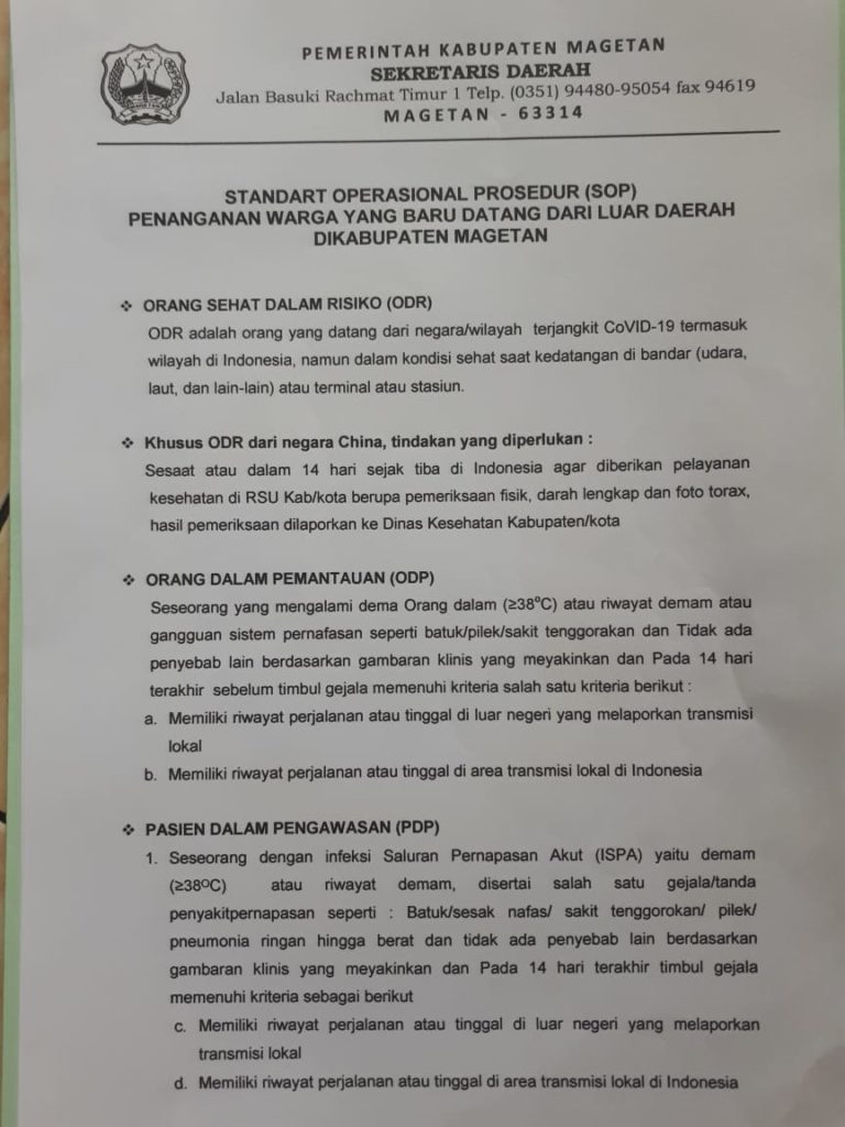 Beredar Surat Bupati Magetan Tentang Penundaan Rencana Mudik